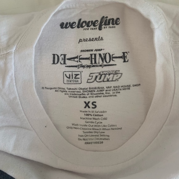 Hot Topic, White Graphic Death Note T-Shirt, Size: X Small - Picture 3 of 3